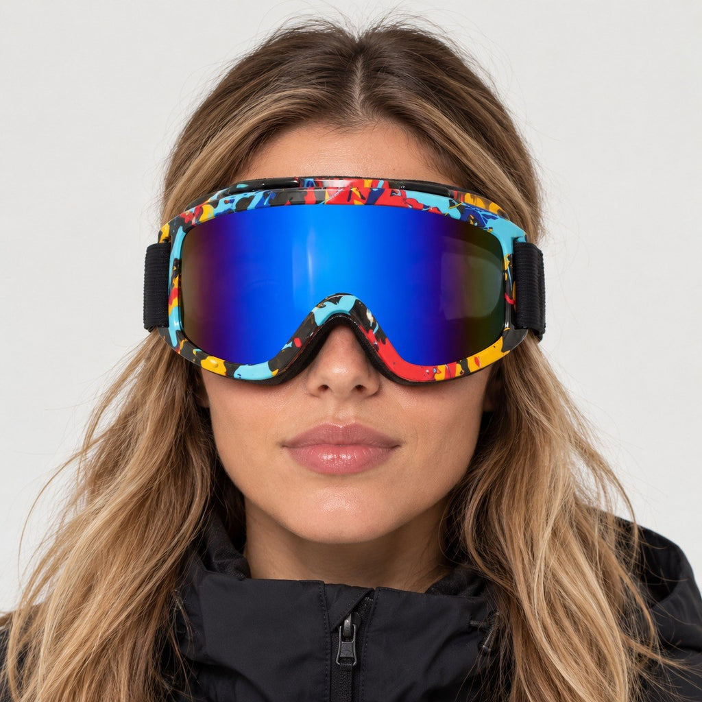 Persona con las gafas de esquí Snowryx puestas, vista de frente (imagen de ambiente)